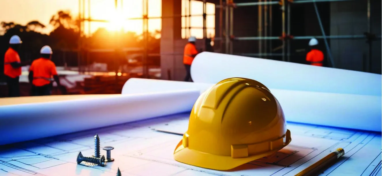 Engineering plans and protective helmet
